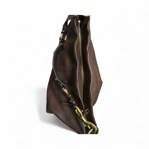 Coach Vintage Carly Brown Leather Brass Hardware Hobo Shoulder Bag - Picture 16 of 16